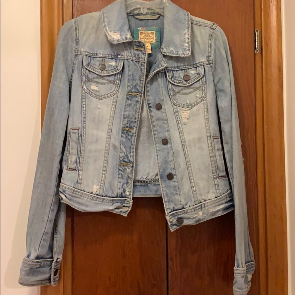 Abercrombie distressed denim jean jacket